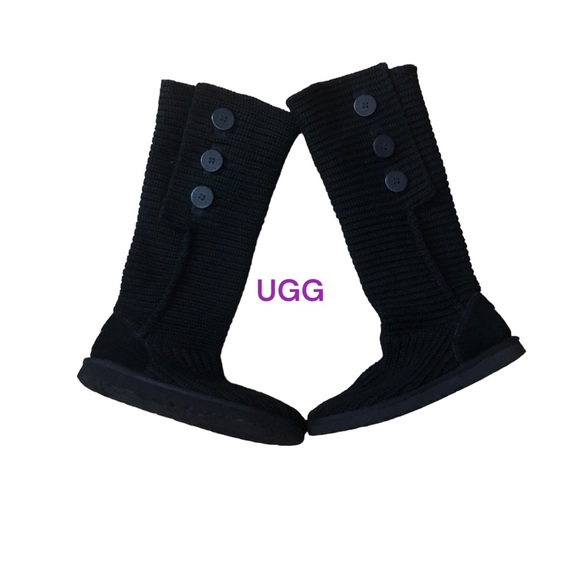 UGG Shoes - UGG Classic Cardy Knit Boots Black Size 9